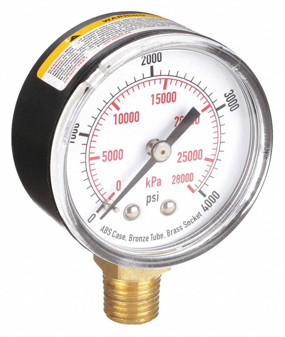 0 to 4 000 psi 2 in Dial Commercial Pressure Gauge 4FLV1 4FLV1