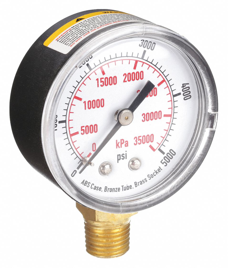 0 to 5,000 psi, 2 in Dial, Commercial Pressure Gauge - 4FLV2|4FLV2 ...