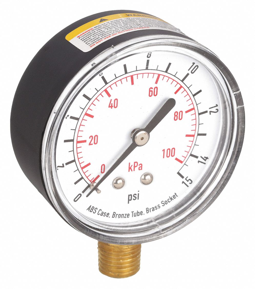 MANOMETRE,2 1/2 PO,15 PSI,INF