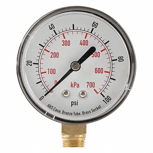Part #5WZ28 Grainger 2" Test Pressure Gauge 1/4" NPT 0 to 60 psi 