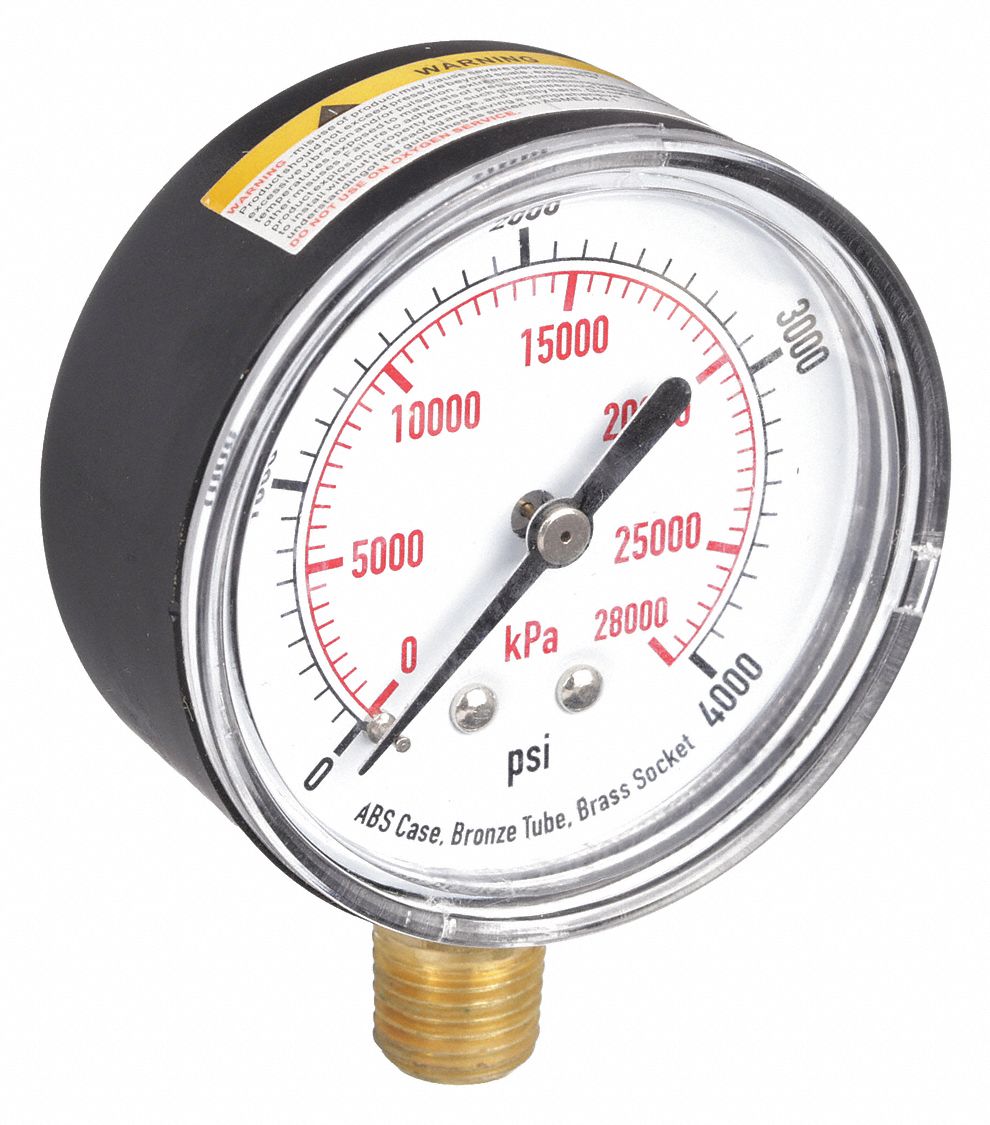 PRESSURE GAUGE,2 1/2 IN,4000 PSI,LO