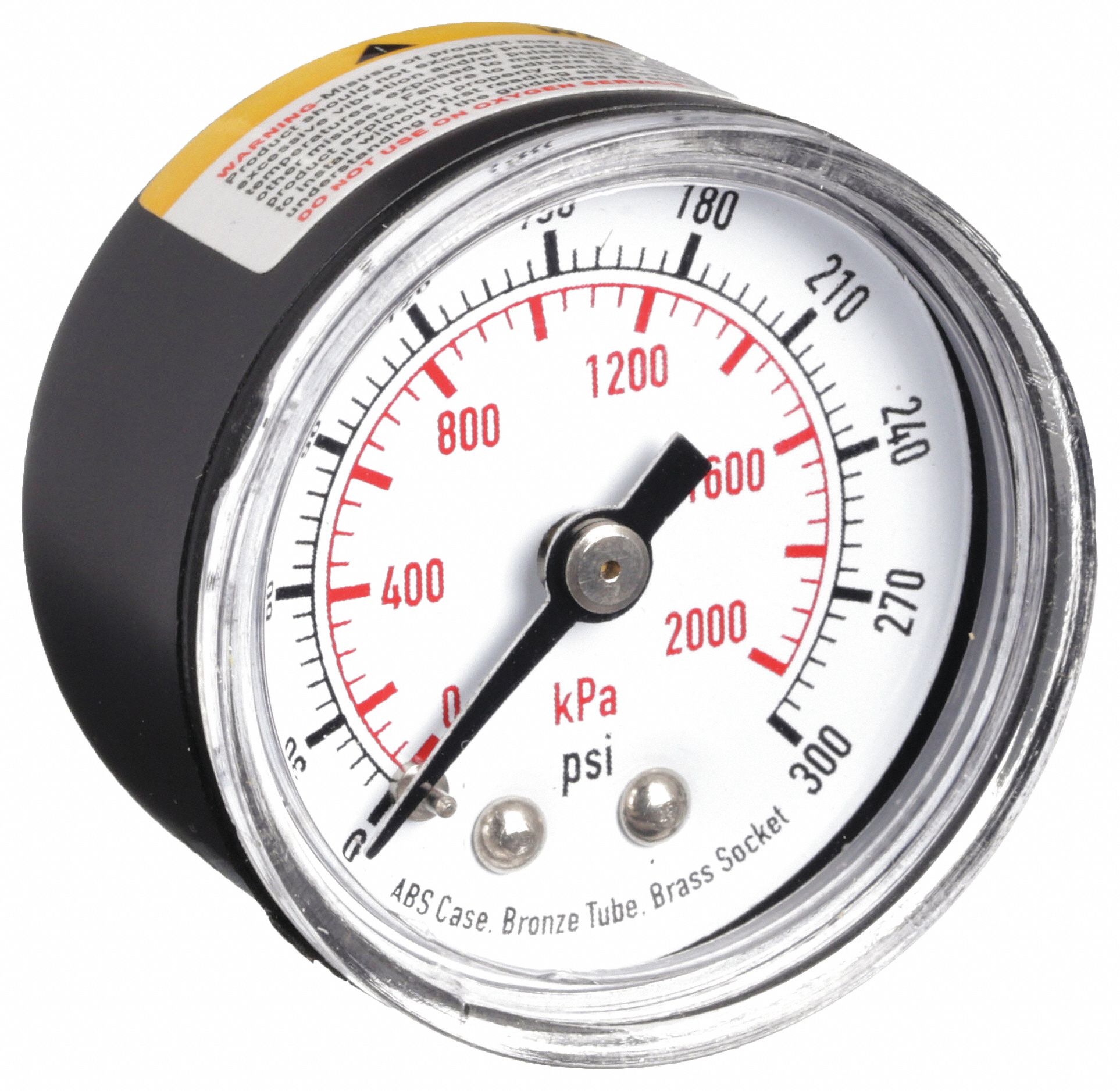 GRAINGER APPROVED Pressure Gauge, 0 to 300 psi, 0 to 2000 kPa Range, 1/