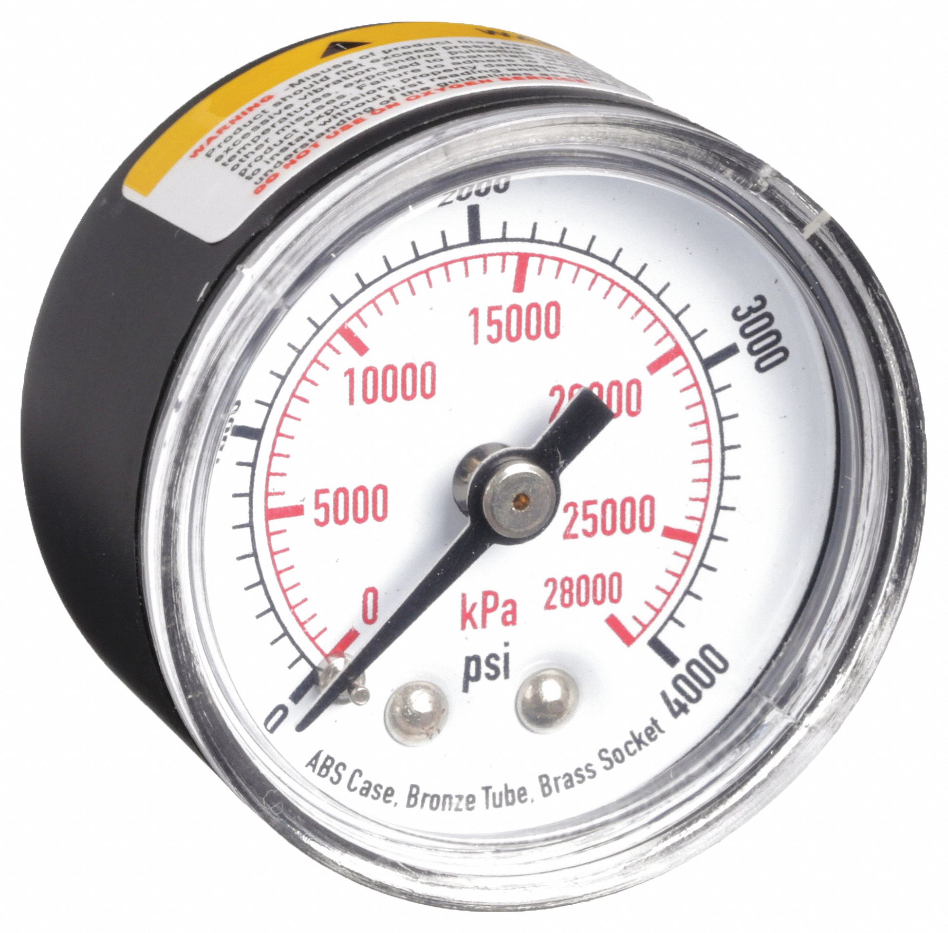 PRESSURE GAUGE,1 1/2 IN,4000 PSI,BA