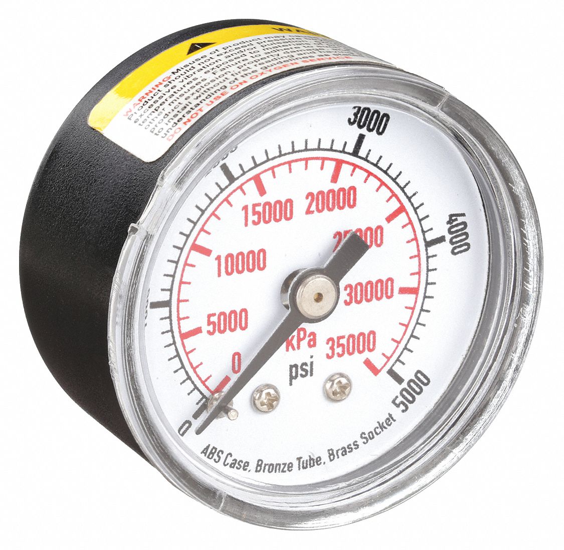 PRESSURE GAUGE,1 1/2 IN,5000 PSI,BA