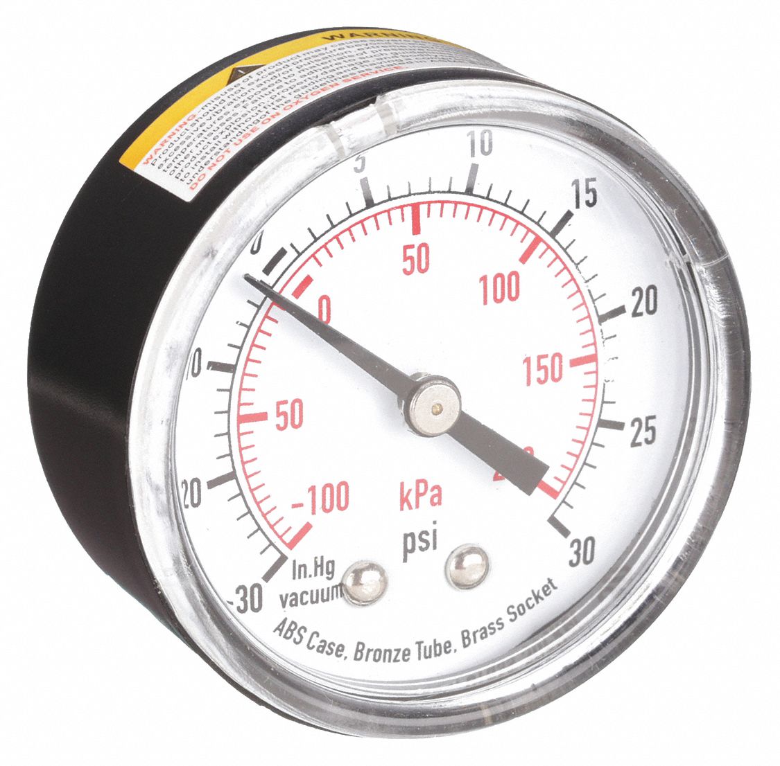 COMPOUND GAUGE,2 IN,VAC TO 30 PSI,B