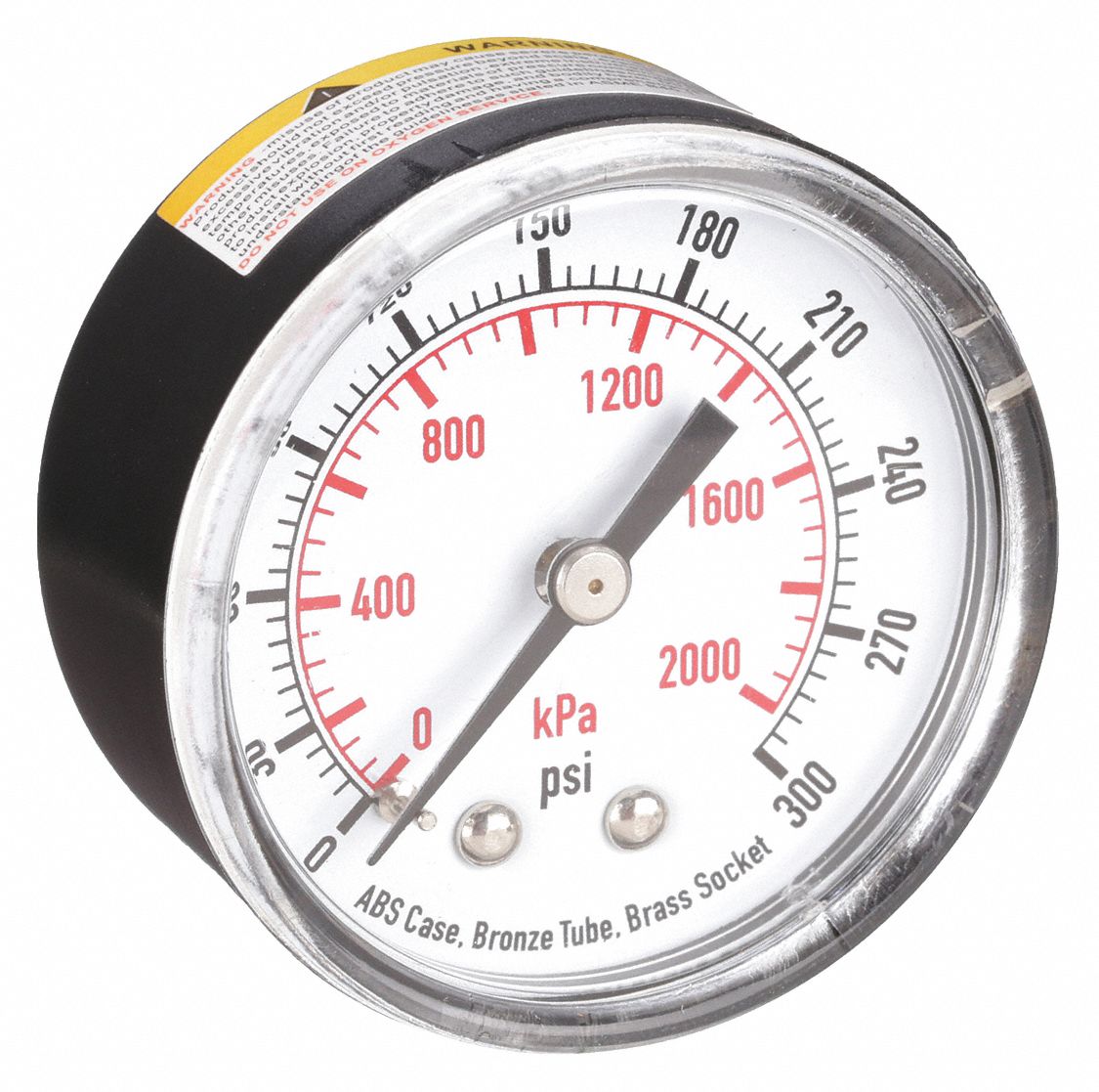 PRESSURE GAUGE,2 IN,300 PSI,BACK