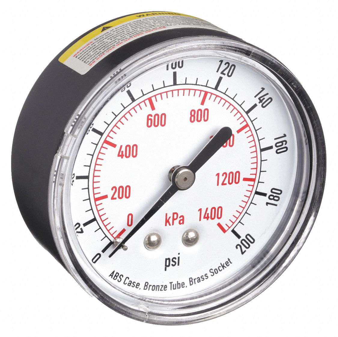 PRESSURE GAUGE,2 1/2 IN,200 PSI,BAC