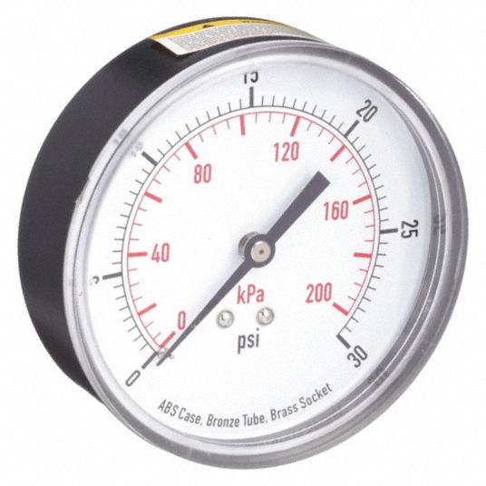 0 psi to 30 psi, 3 1/2 in Dial, Commercial Pressure Gauge - 4FMG2|4FMG2 ...