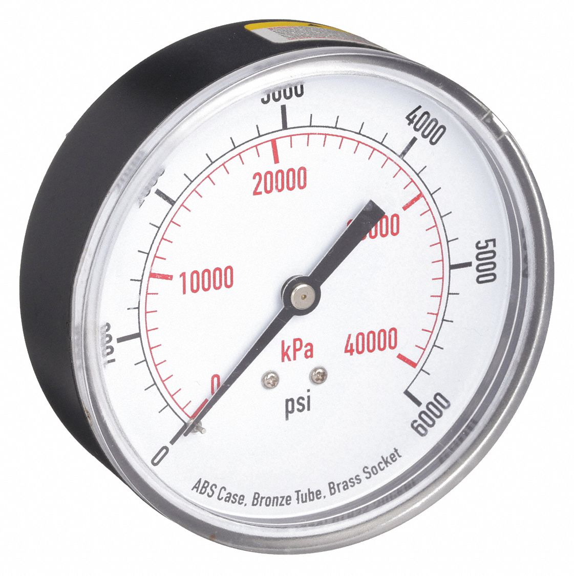 0 psi to 6,000 psi, 3 1/2 in Dial, Commercial Pressure Gauge - 4FMH6 ...