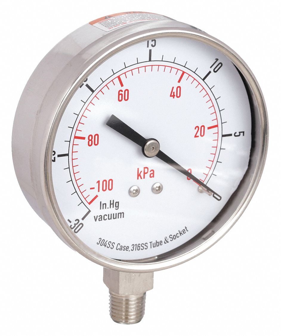 MANOM VID,3 1/2 PO,ACIER INOX