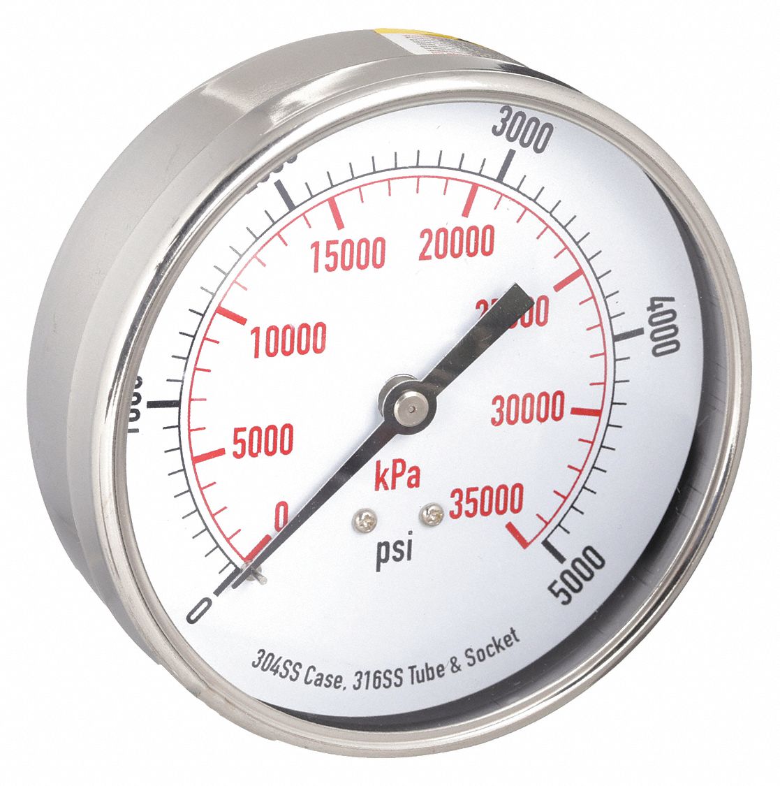 Corrosion-Resistant Case, 0 to 5,000 psi, Commercial Pressure Gauge ...