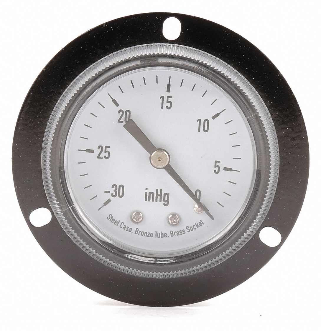 GRAINGER APPROVED Vacuum Gauge, 30 in Hg Vac to 0 Range, 1/4 in NPT, ±3