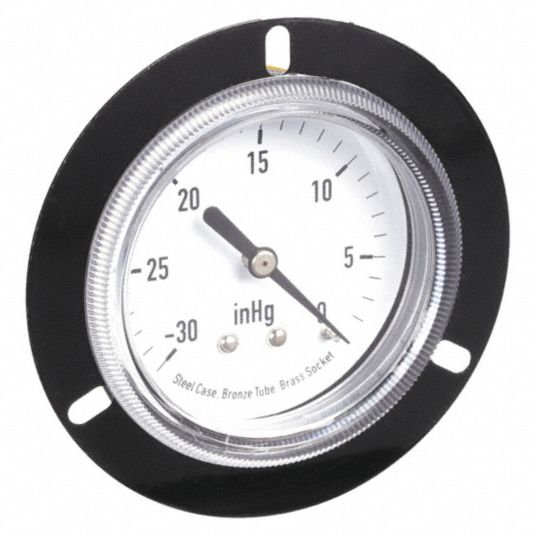 Front Flange, 30 to 0 in Hg, PanelMount Vacuum Gauge 4FMZ94FMZ9