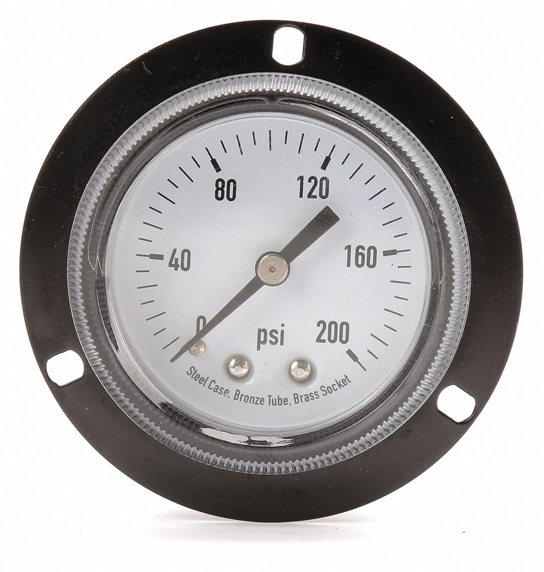 GRAINGER APPROVED Panel Gauge, Front Flange, 2 In, 200 psi - 4FNA6 ...