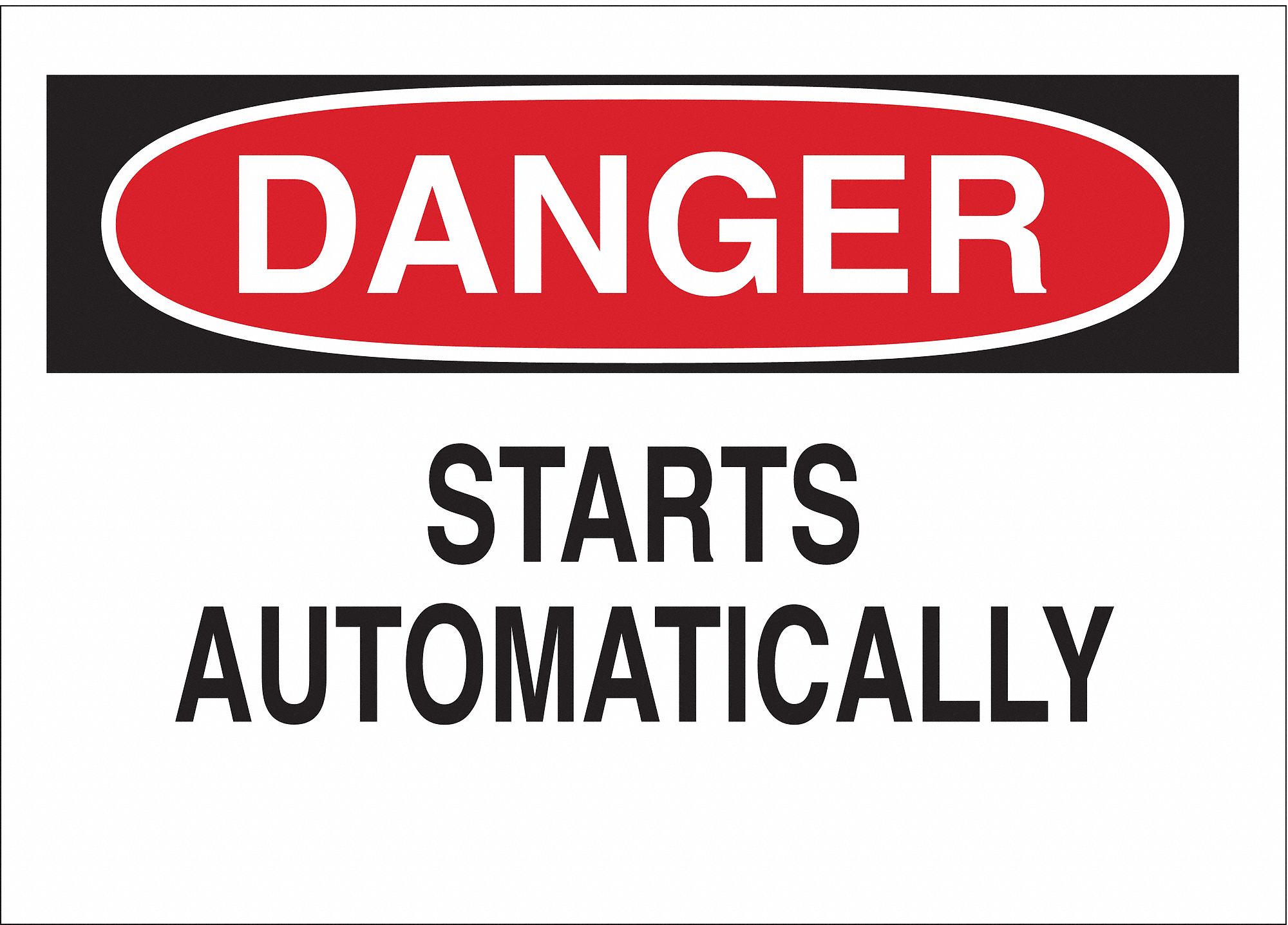 DANGER SIGN, PLASTIC, 14 IN WIDTH, 10 IN HEIGHT, WHITE, WITH MOUNTING HOLES