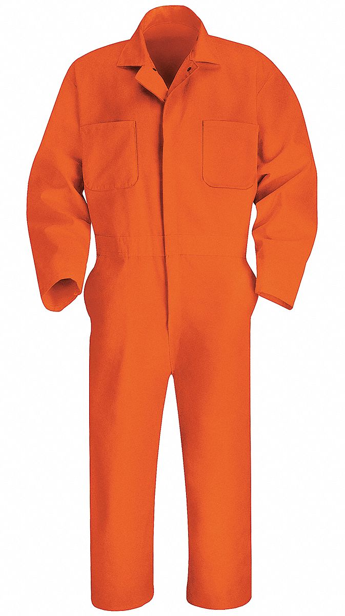 RED KAP, S ( 36 1/2 in x 38 in ), Orange, Coverall - 4FPJ1