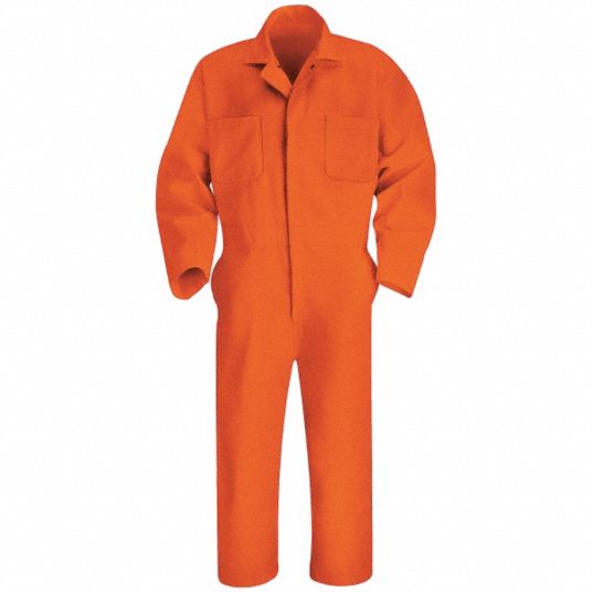 RED KAP, L ( 42 1/2 in x 44 in ), Orange, Coverall - 4FPJ4