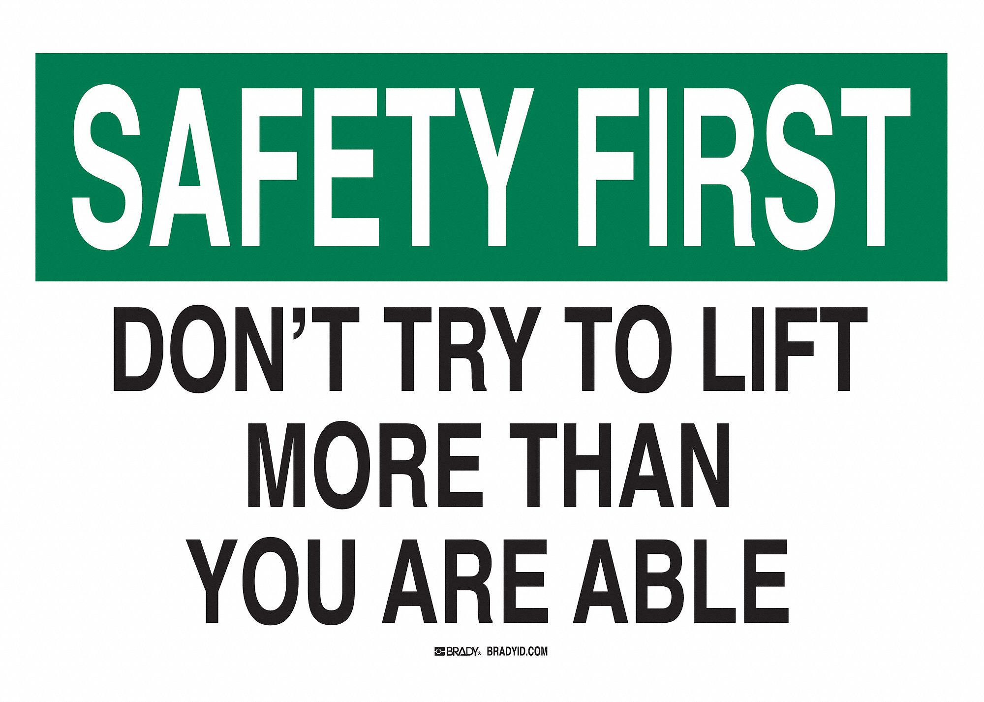 SAFETY REMINDER SIGN, ALUMINUM, 14 IN WIDTH, 10 IN HEIGHT, WHITE, WITH MOUNTING HOLES