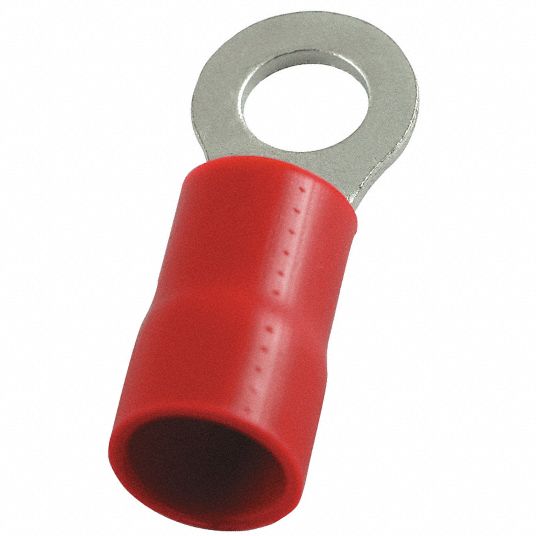 POWER FIRST Ring Terminal, Red Vinyl, Brazed Seam, 8 AWG, 25 PK 4FRC94FRC9 Grainger