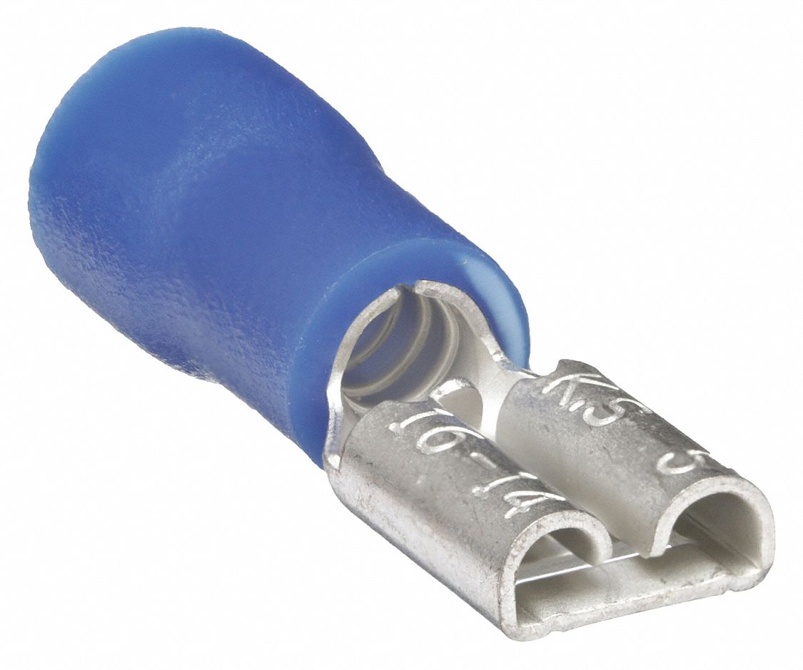 FEMALE DISCONNECT, BLUE, VINYL, PARTIAL COVERAGE, 16 TO 14 AWG, 100 PK