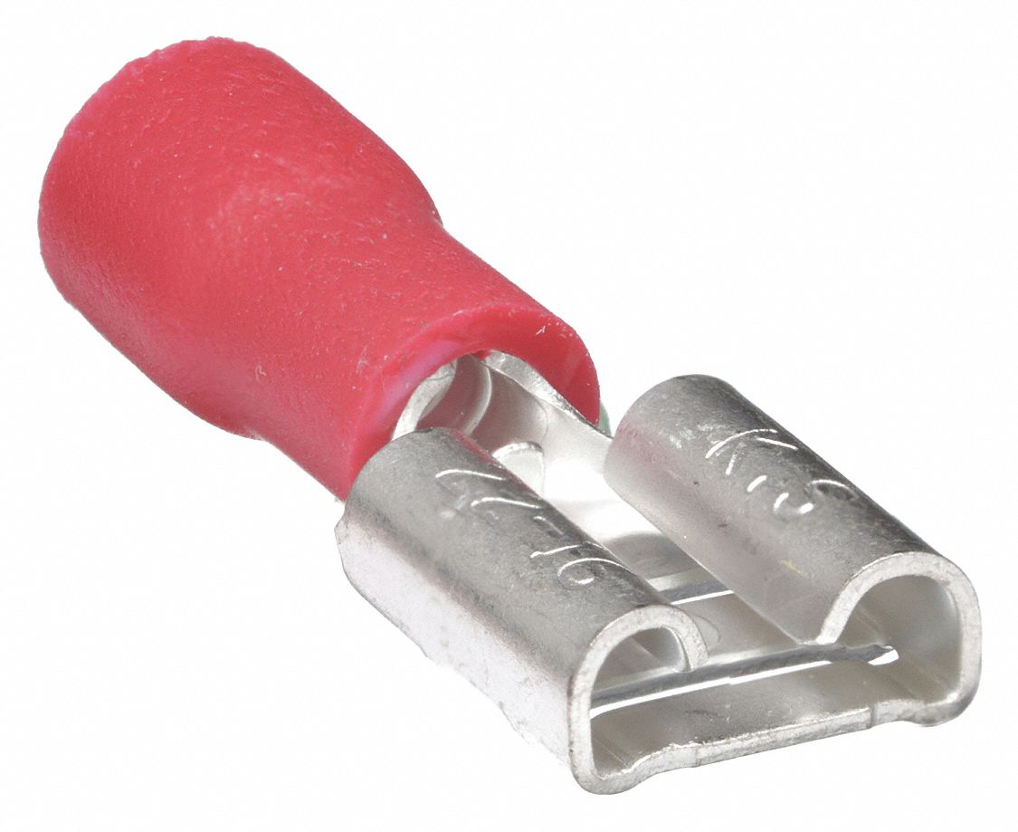 FEMALE DISCONNECT, RED, VINYL, PARTIAL COVERAGE, 100 PK