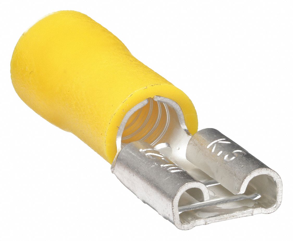 FEMALE DISCONNECT, YELLOW, VINYL, PARTIAL COVERAGE, 50 PK