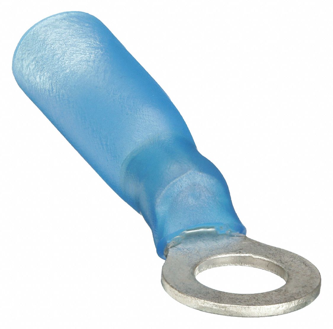 RING TERMINAL, HEAT SHRINK (POLYOLEFIN), BLUE, #8 STUD SIZE, 25 PK