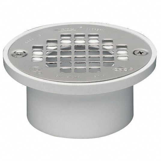 Oatey 72037, 3 or 4 PVC General Purpose Drain with 5 Brass Grate, Round Ring