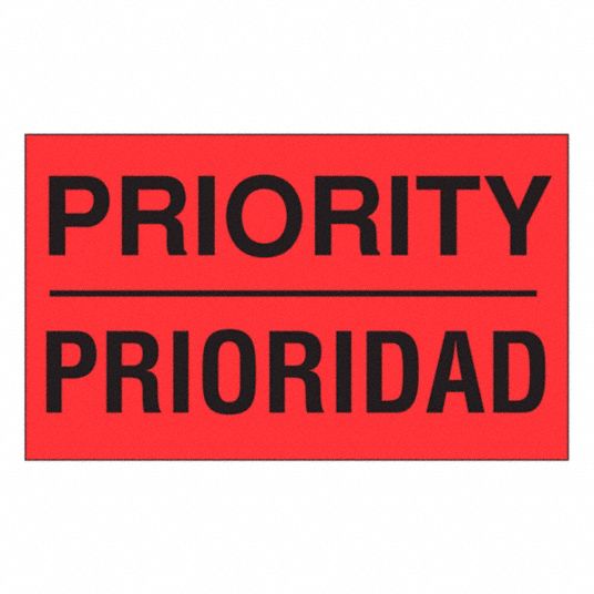 Priority/Prioridad, 5 in Label Wd, Instructional Handling Label ...