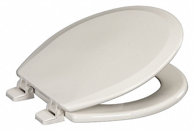 Toilet Seat: Closed, Cover Included, Plastic, External Check, 1 3/4 in Seat Ht, White, Std