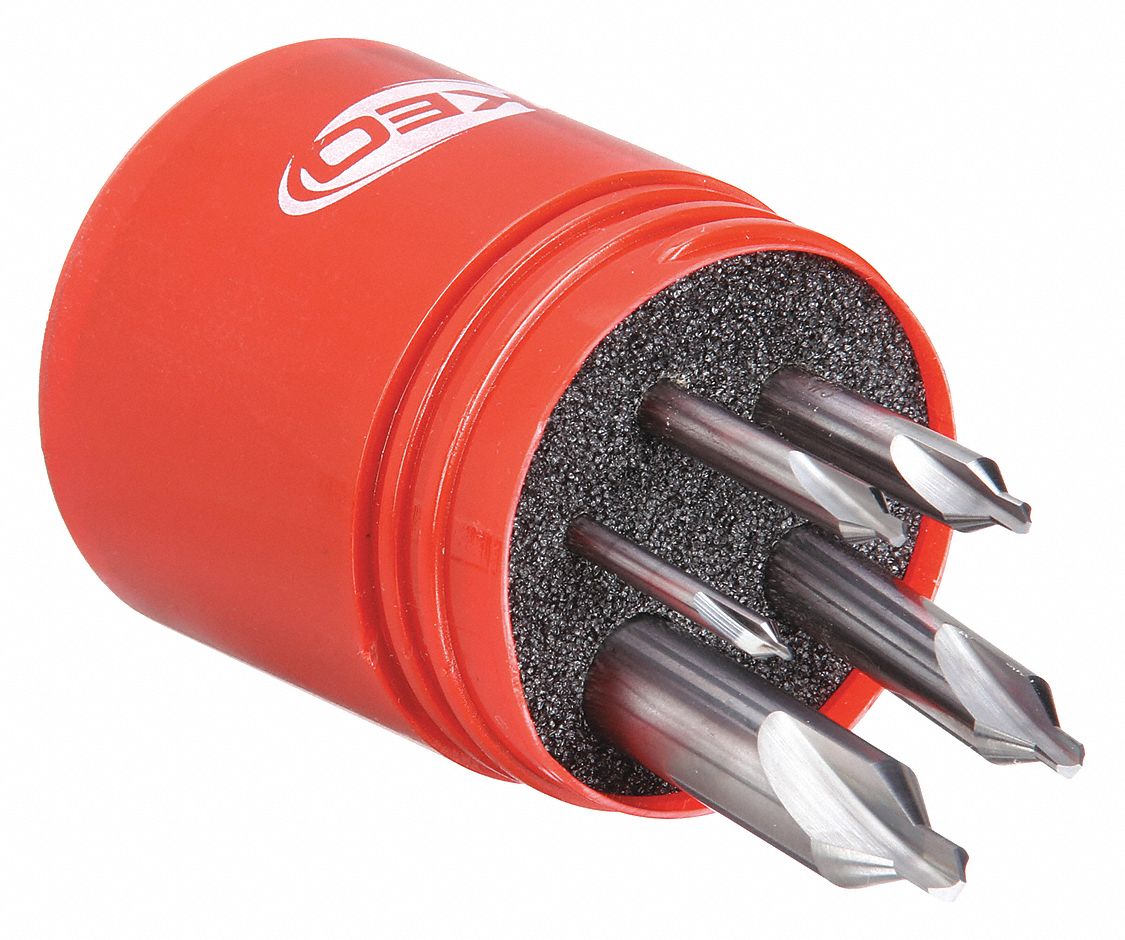 CENTRE DRILL SET, CARBIDE, BRIGHT/UNCOATED FINISH, ⅛ IN SMALLEST BODY DIA, 5 PIECES