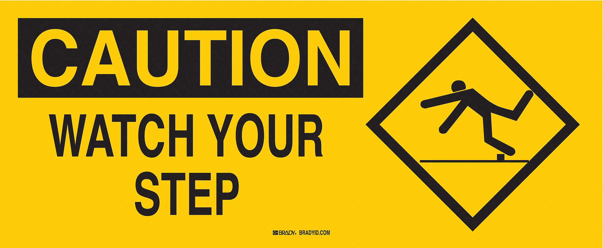 CAUTION SIGN, FIBREGLASS, RECTANGLE, ENGLISH, NOT RETROREFLECTIVE GRADE, 7X17 IN