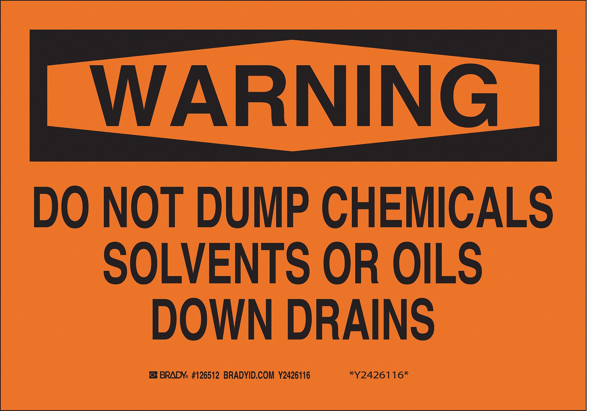 WARNING SIGN, PLASTIC, 14 IN WIDTH, 10 IN HEIGHT, ORANGE, WITH MOUNTING HOLES