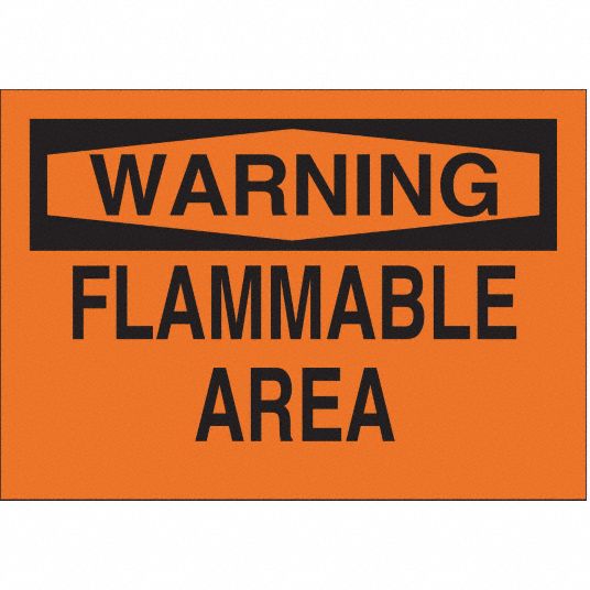 Warning Sign, Flammable Area, Header Warning, Rectangle, 10 in Height ...