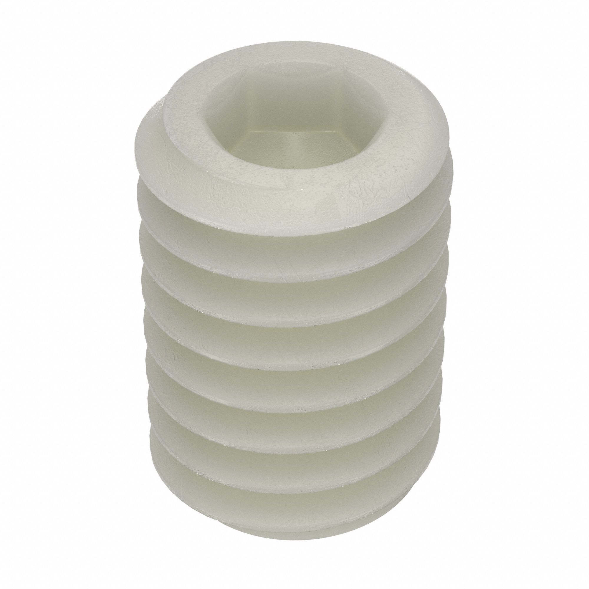 Socket Set Screw: 5/16"-18 Thread Size, 1/2 in Overall Lg, Flat pt, Nylon, Plain, Socket, 10 PK