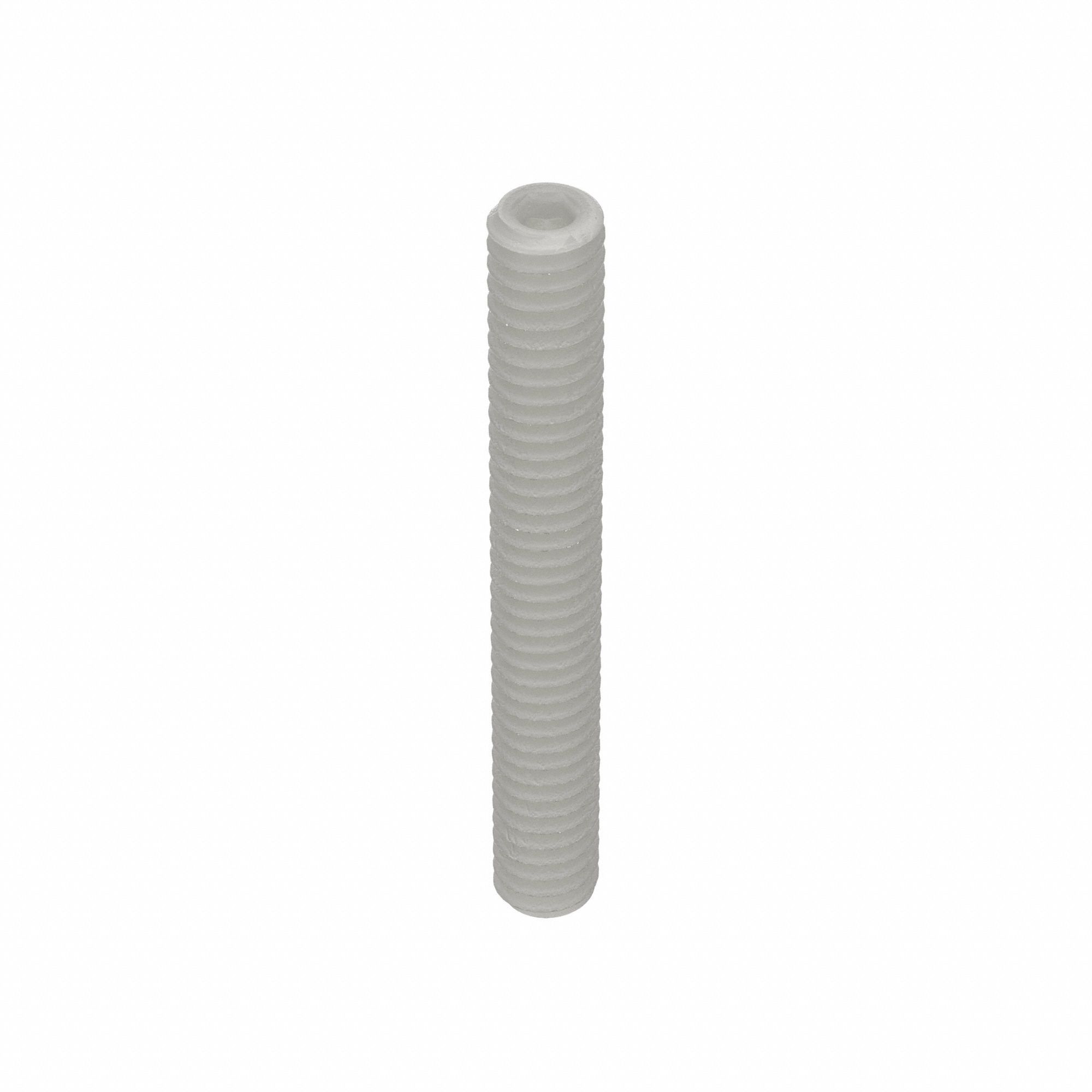 Socket Set Screw: 1/4"-20 Thread Size, 2 in Overall Lg, Flat pt, Nylon, Plain, Socket, 25 PK