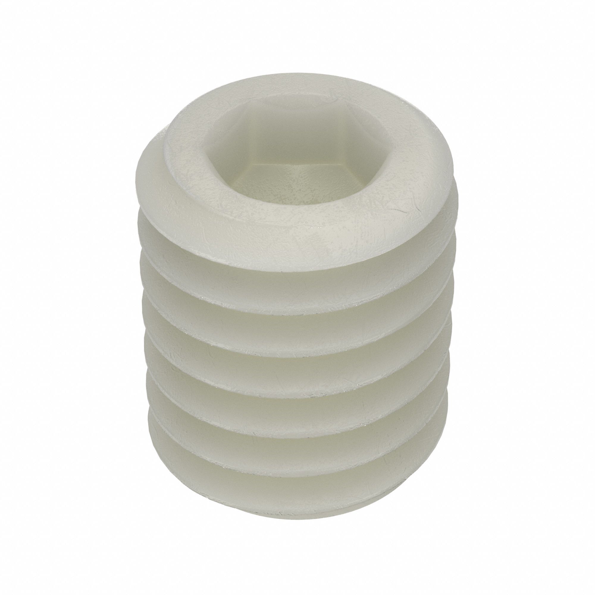 Socket Set Screw: 3/8"-16 Thread Size, 1/2 in Overall Lg, Flat pt, Nylon, Plain, Socket, 10 PK