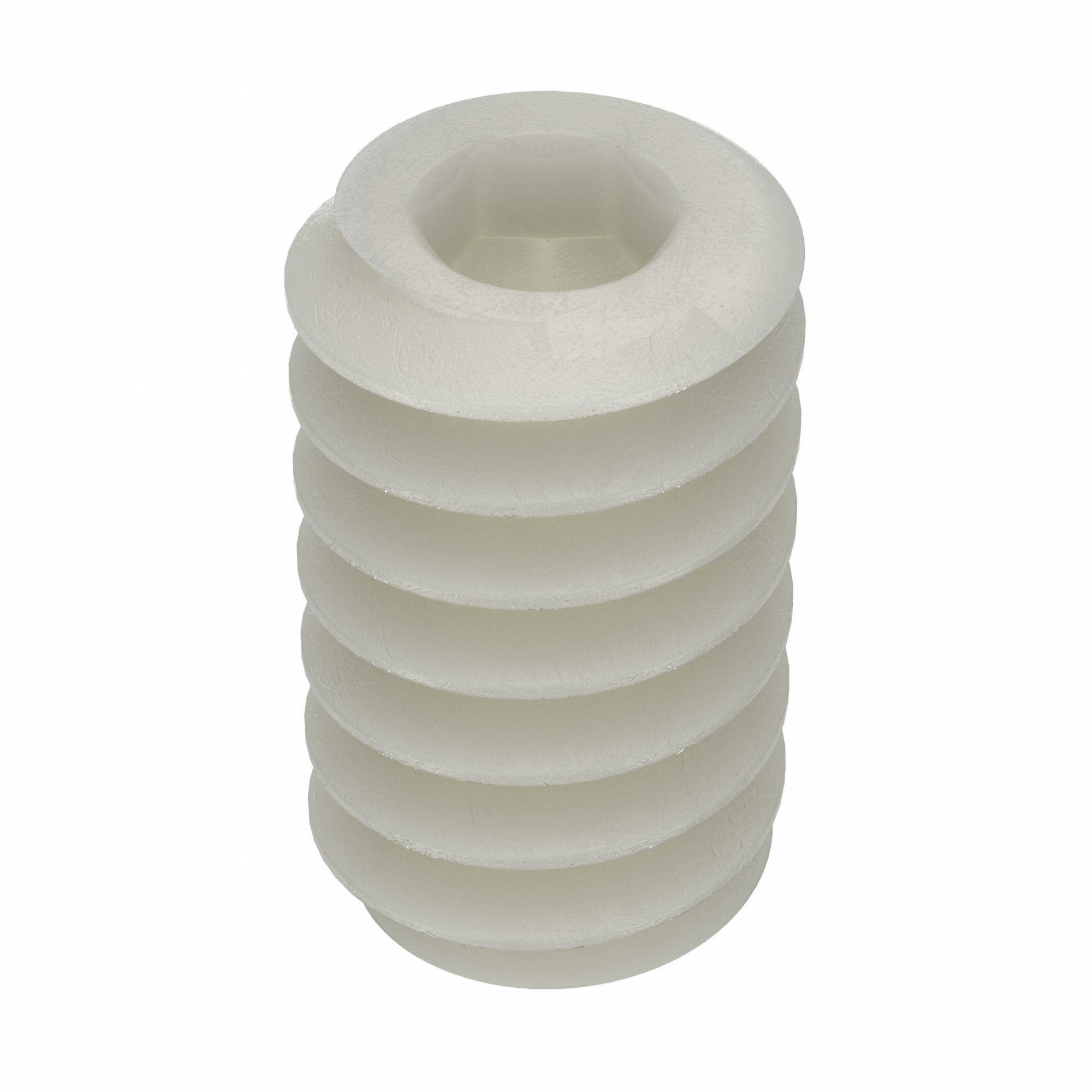 Socket Set Screw: #6-32 Thread Size, 1/4 in Overall Lg, Flat pt, Nylon, Plain, Socket, 50 PK