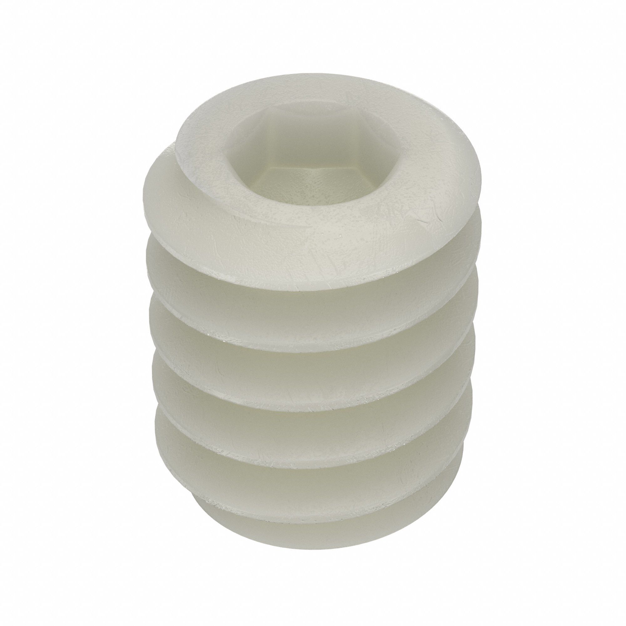 Socket Set Screw: #6-32 Thread Size, 3/16 in Overall Lg, Flat pt, Nylon, Plain, Socket, 50 PK