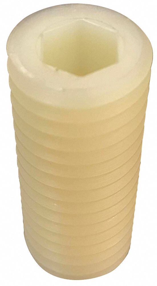 GRAINGER APPROVED Socket Set Screw Flat Point, Nylon, Natural, 832