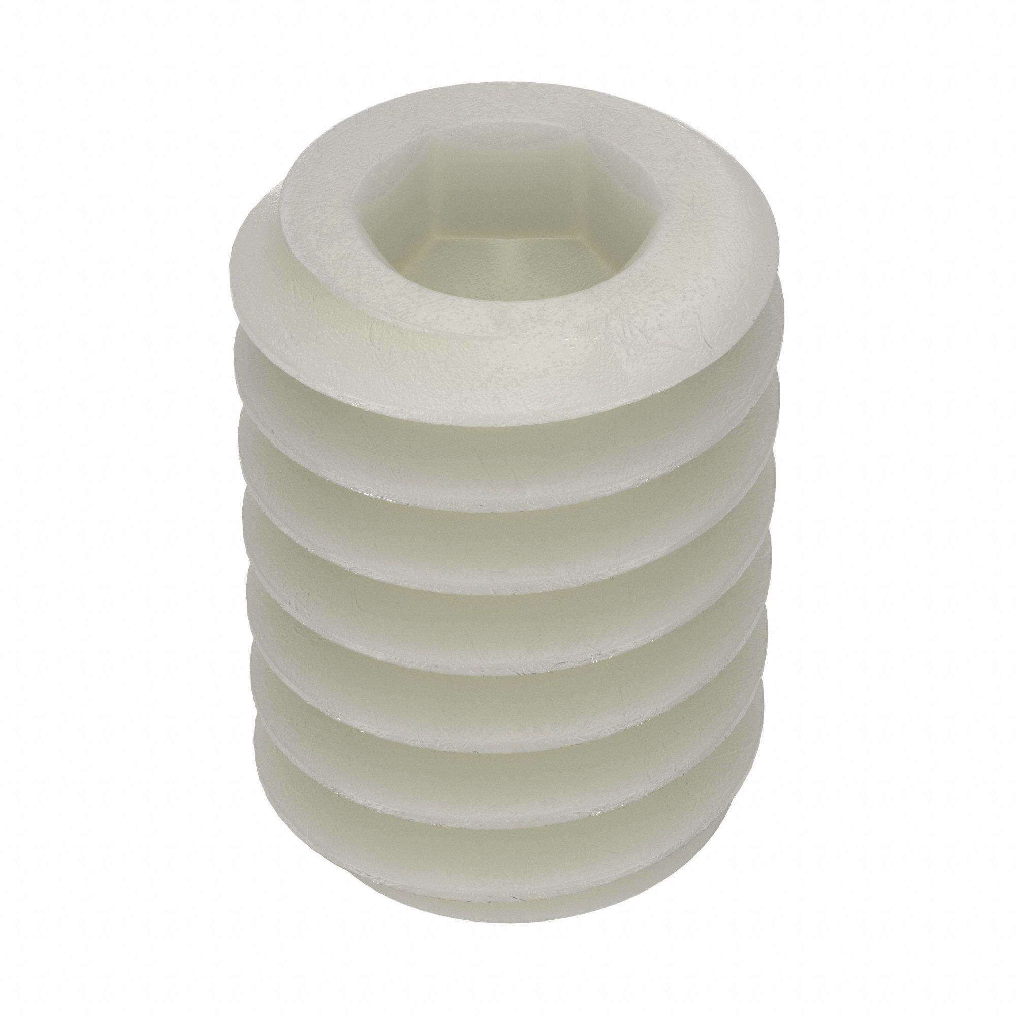 Socket Set Screw: #8-32 Thread Size, 1/4 in Overall Lg, Flat pt, Nylon, Plain, Socket, 50 PK