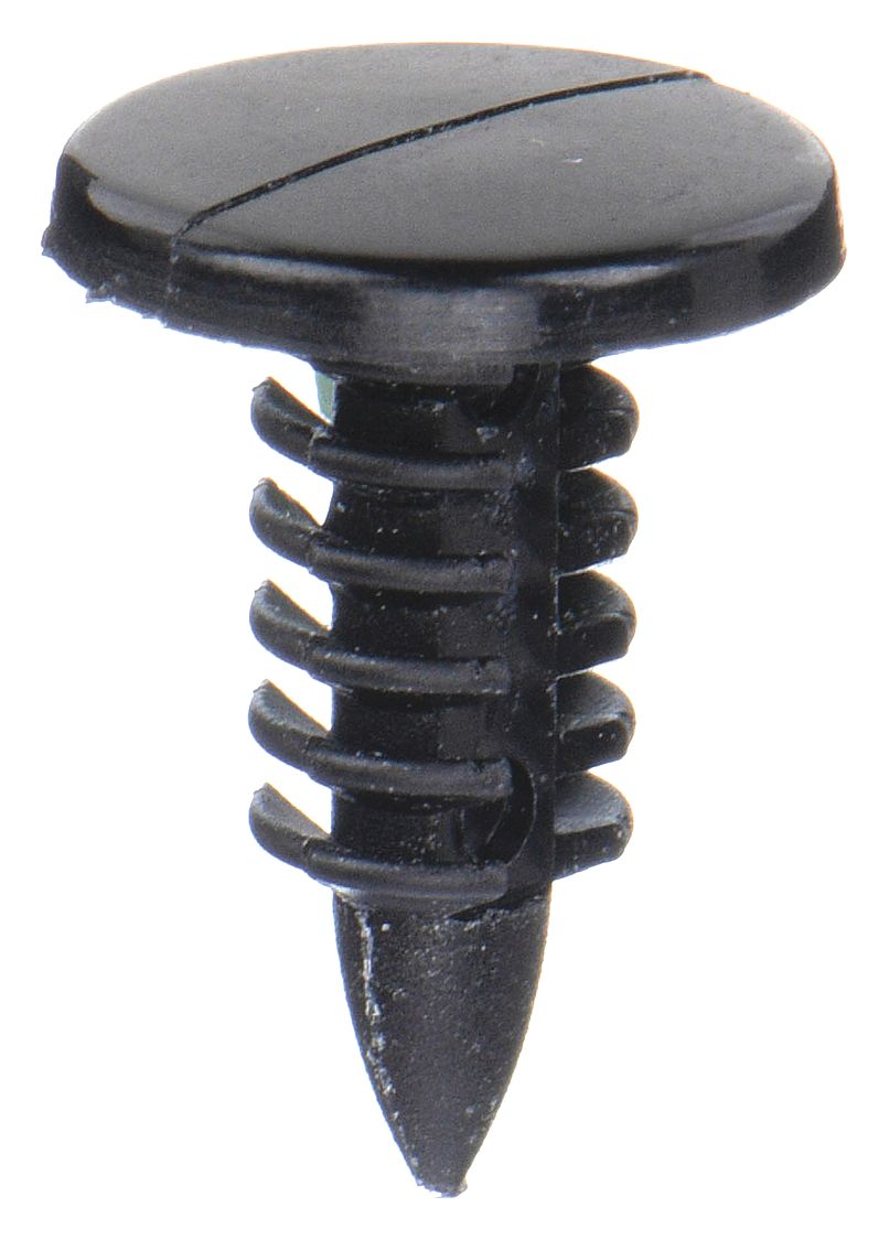 PUSH-IN RIVET, INCH, SPLIT, ROUND, ¼ IN SHANK DIA, 57/64 IN OVERALL L, NYLON, BLACK, 20 PK