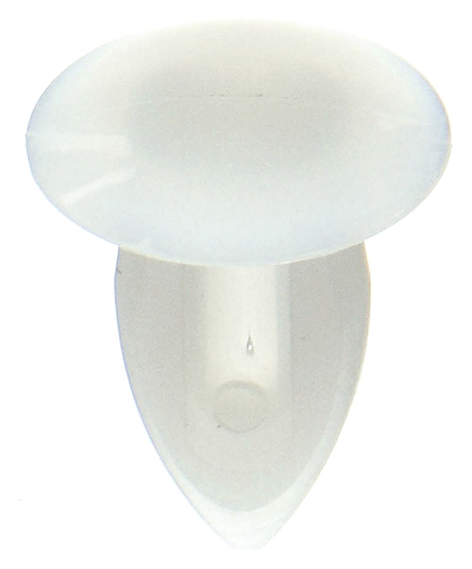 PUSH-IN RIVET, INCH, ARROW, ROUND, 0.16 IN SHANK DIA, 29/64 IN OVERALL L, NYLON, WHITE, 25 PK