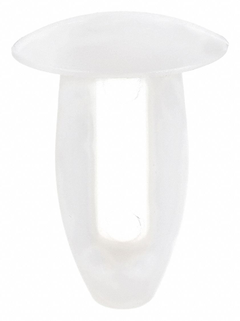 Push-In Rivet, White, Dome, 4/9" L, PK25: Inch, Arrow, Dome, 0.225 in Shank Dia, Nylon, White, 25 PK