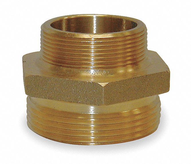MOON AMERICAN Fire Hose Adapter, Hex, Fitting Material Brass x Brass, Fitting Size 2 in x 21/2