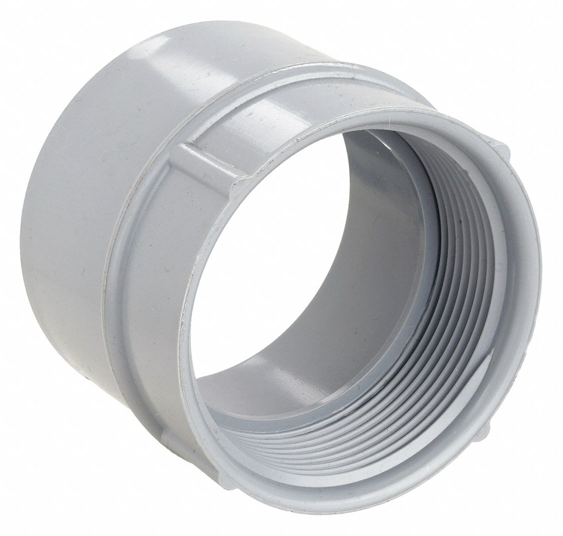 PVC, 2 in Trade Size, Threaded Conduit Adapter 4FYA85140048 Grainger