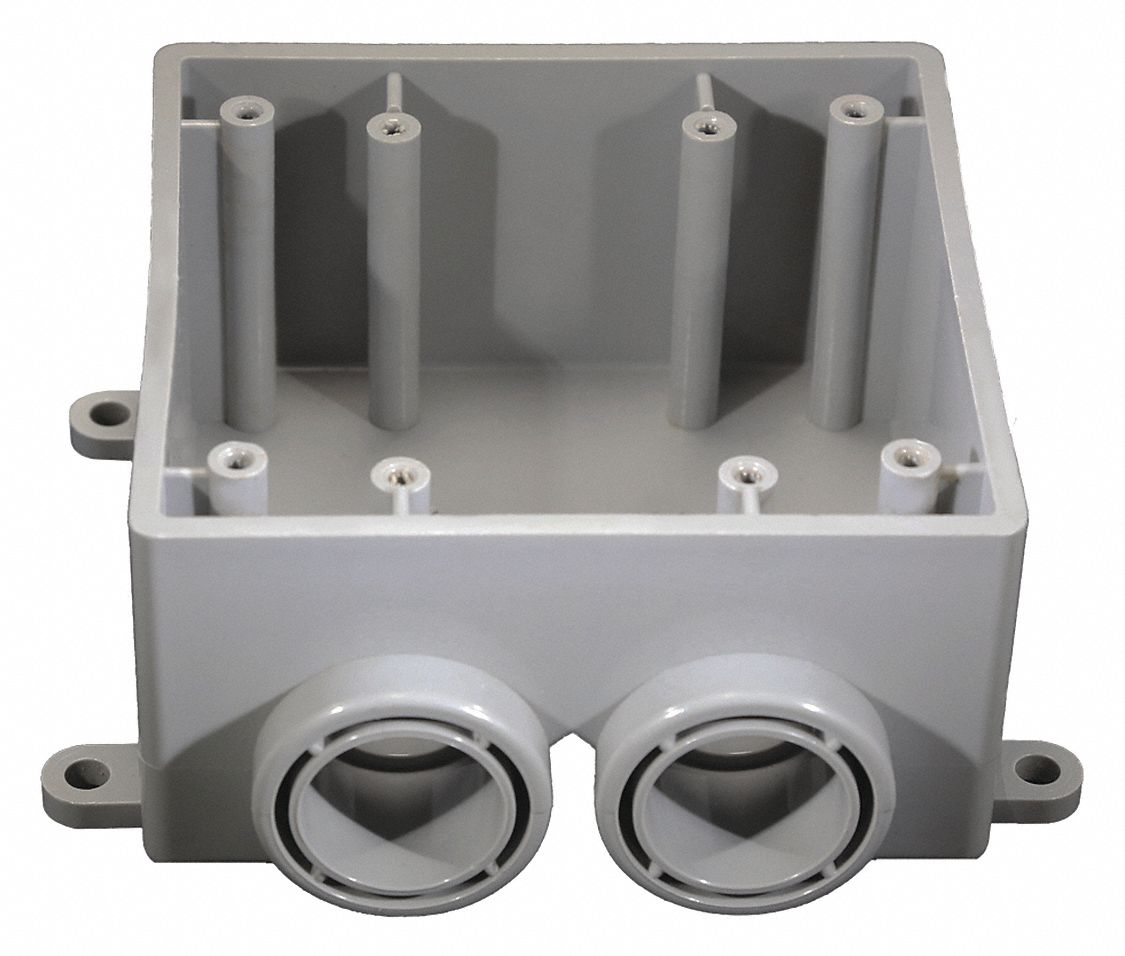 CANTEX Weatherproof Electrical Box: 2 Gangs, 1 in Hub Size, 2 Inlets, 4.56  in Lg, 4.56 in Wd