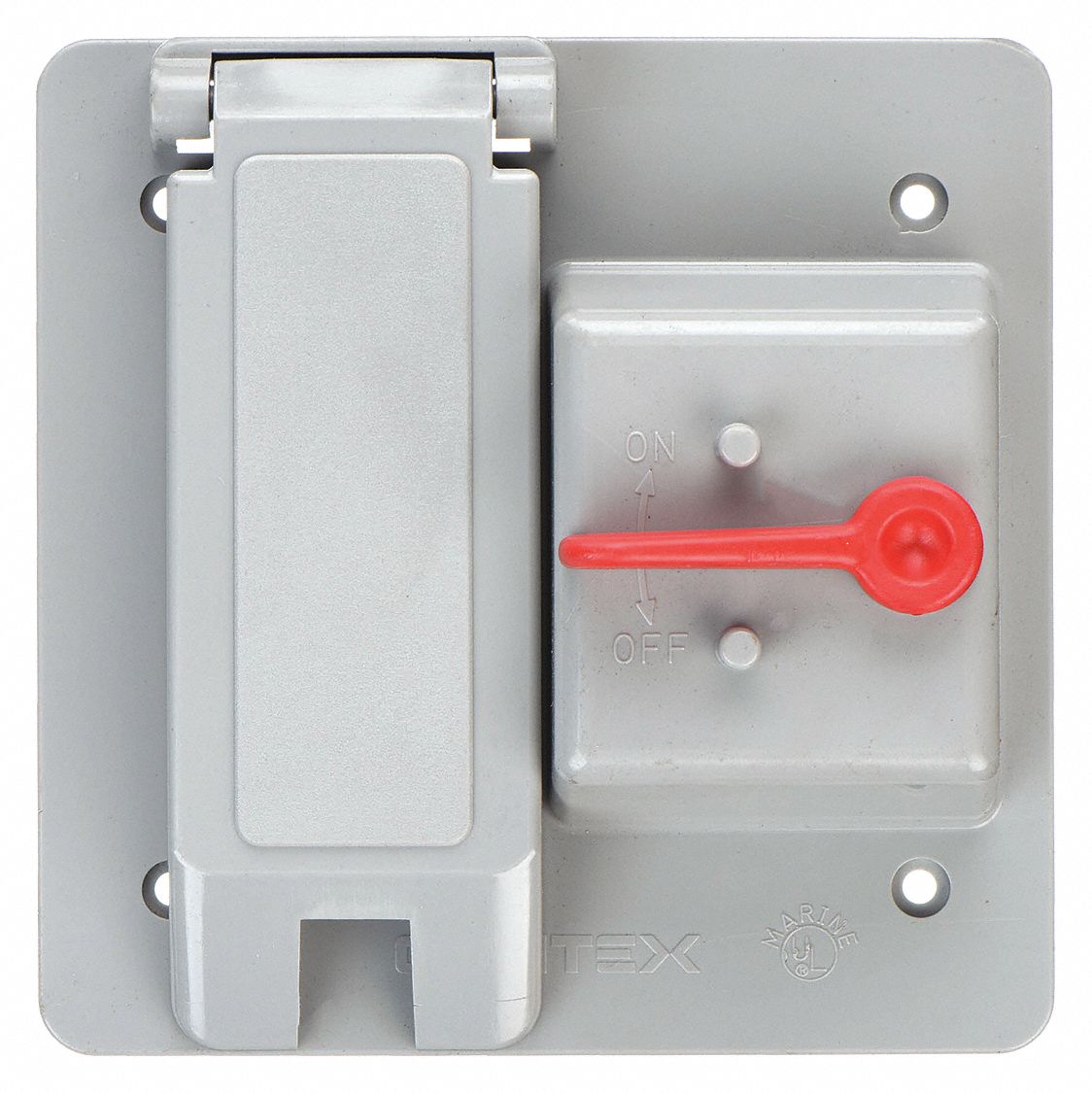 Weatherproof Cover: PVC, GFCI, Receptacle/Toggle Switches, 2 Gangs, 4 11/16 in Overall Ht