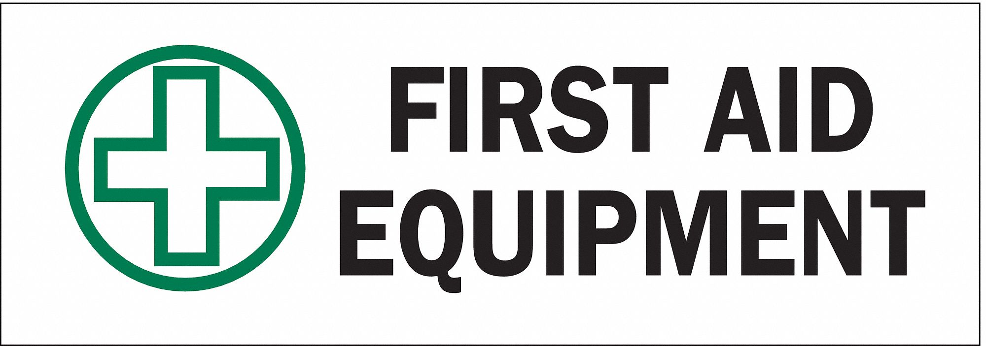 FIRST AID SIGN, POLYESTER, 10 IN WIDTH, 3½ IN HEIGHT, WHITE, ADHESIVE SURFACE