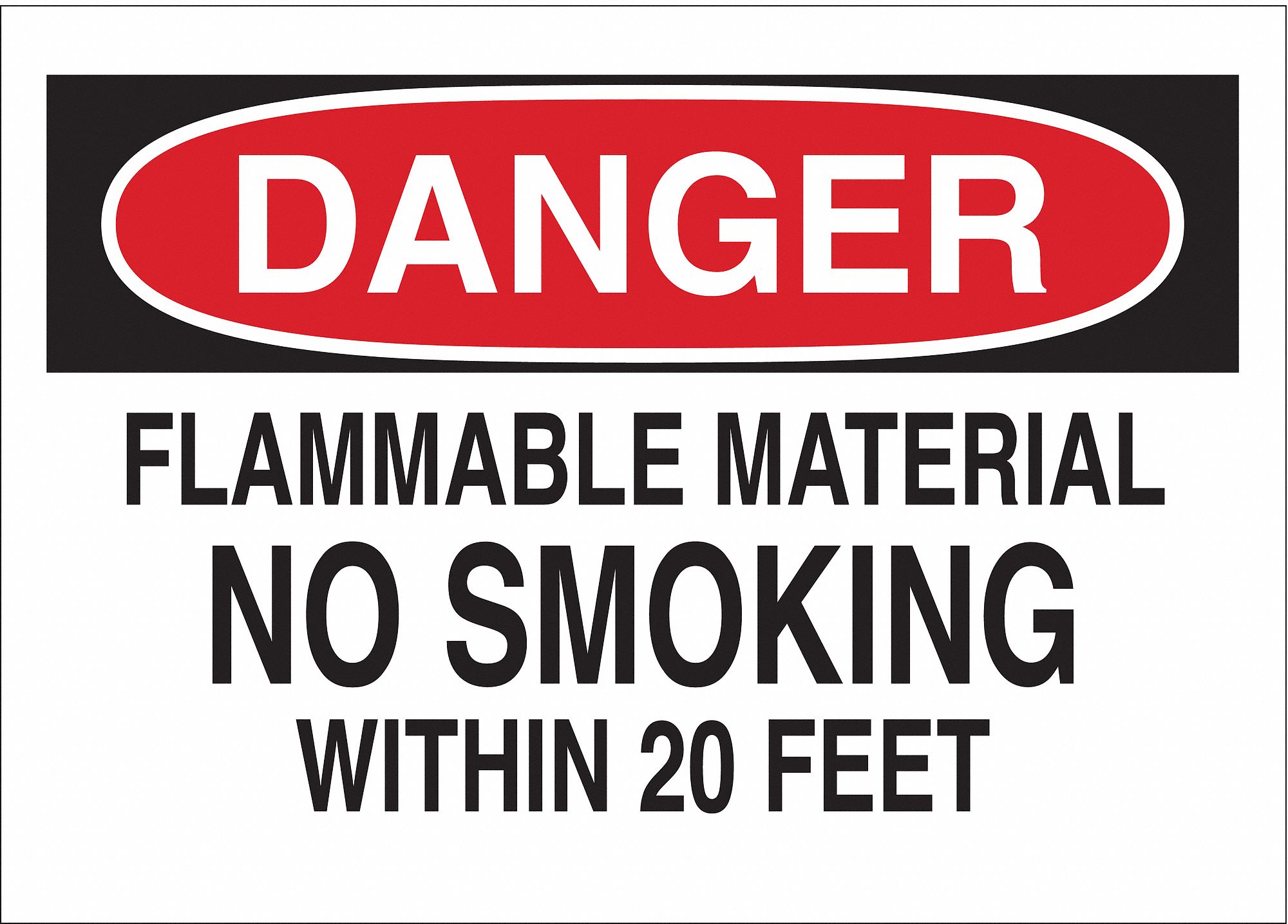 NO SMOKING SIGN, DANGER HEADER, PLASTIC, 10 IN X 14 IN, WITH MOUNTING HOLES, NOT RETROREFLECTIVE